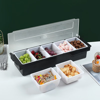 Nouveau HM Bar Organisateur de condiments de glace en plastique Porte-condiments réfrigérés Plateau Caddy pour fruits frais et salade Origine chinoise