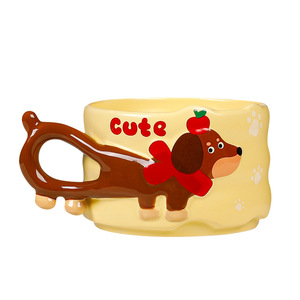 Taza de cerámica con forma de <span class=keywords><strong>cachorro</strong></span> de Dachshund, apilable, con asa, con aroma a manzana, para agua doméstica, ideal para Navidad. - Product Image 5