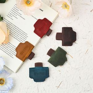 Hr Luxury Design Genuine Magnetic <b>Bookmark</b> With Classic Leather Pen Clip for Students Readers - Product Image 1