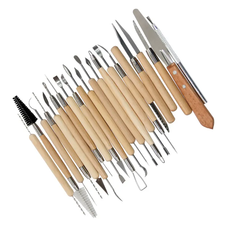 Poterie outil de sculpture en argile, ensemble d'outils de poterie céramique bois modélisation outils de poterie 10x30 pièces