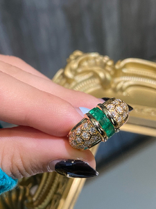 Anillo <span class=keywords><strong>de</strong></span> Oro Amarillo <span class=keywords><strong>de</strong></span> 18K con Esmeralda Natural para Mujer, Joyería Fina LUOWEND - Product Image 5