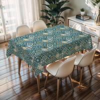 Nappe de table RNPT, nappe en toile cirée, nappe rectangulaire en vinyle multicolore à motifs floraux, inodore, pour dîner en famille, Pâques