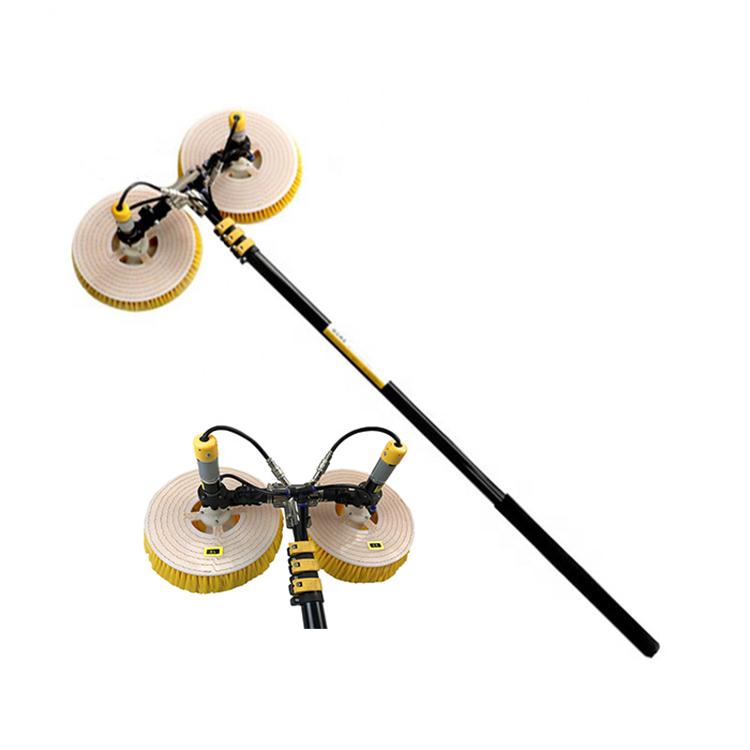 Dual Power Carbon Fiber Telescopic Pole Solar Panel Brushes Double Head
