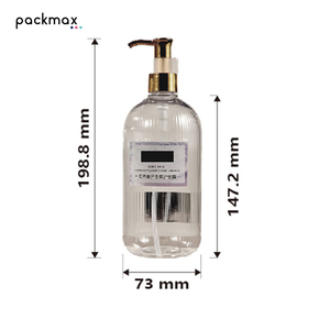 500ml Striped Transparent PET <b>Pump</b> <b>Bottle</b> for Shampoo Shower Gel - High End Hair Mask Lotion Container Wholesale - Product Image 3