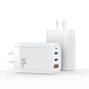 מטען USB C עם שלושה חיבורים, כולל שני חיבורי Type C עם טעינה מהירה <span class=keywords><strong>PD</strong></span> 65W ו-Quick Charge 3.0, מתאם לטלפונים מסוג iPhone, Samsung ו-Xiaomi. - Product Image 6