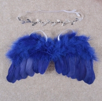 Bandeau de fleurs fait main ailes de plumes d'ange accessoires de photoshoot pour bébé accessoires élégants pour bébé ailes d'ange fournitures de fête d'halloween