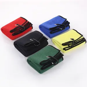 Wholesale Promotional Sports Custom Logo Microfiber Waffle Weave Golf Towel With Clip