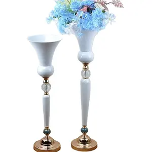 Vaso in metallo bianco decorazioni per la casa vaso floreale centrotavola strada piombo vasi da terra alti supporto per fiori per centrotavola matrimonio
