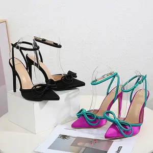 Sepatu Hak Tinggi untuk Wanita, Sepatu Pumps Wanita Hak Pita Kupu-kupu Nyaman, Sepatu untuk Wanita dan Wanita