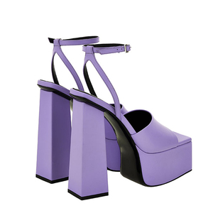 Escarpins à talons épais pour femmes, sandales à plateforme épaisse, bout carré ouvert, chaussures d'été personnalisées - Product Image 5