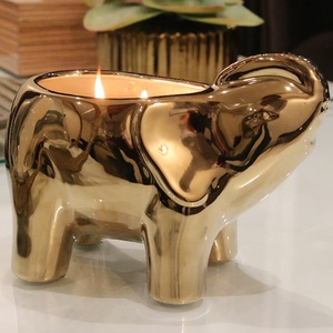 Custom Handmade Electroplated Ceramic Animal Vessel Filling Scented Wax <strong>Candle</strong> Porcelain Exterior <strong>Elephant</strong> Shaped Jar <strong>Candle</strong> - Product Image 5