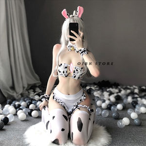 Nuevo Disfraz de Cosplay de Vaquita Sirvienta Tankini Bikini Traje de Baño para Chicas de Anime Ropa de Lolita Conjunto de Brasier y Panty con Medias - Product Image 3