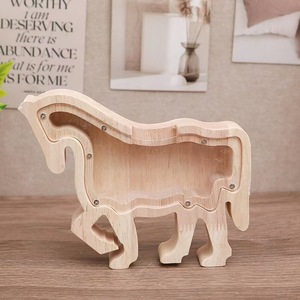 Tirelire en bois en forme de chat, boîte à monnaie en bois massif, décoration pour la maison, cadeau pour enfants et adultes - Product Image 4
