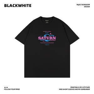 Camiseta Deportiva Negra y Blanca para Hombre, Manga Corta, 100% Algodón, Transpirable, Q140, Hecha en China - Product Image 4