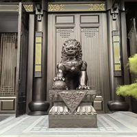 Sculpture d'animal en bronze coulé sur mesure grandeur nature, statue décorative de lion Foo Dog pour l'extérieur, la porte d'entrée, le jardin, la cour, le paysage