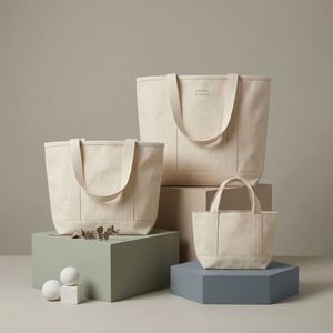 Bolsa de Compras Reutilizable Ecológica de Lona, Duradera, Lisa, de Algodón Natural Beige, con Asa Larga y Correa para el Hombro, Tamaño Personalizado - Product Image 1