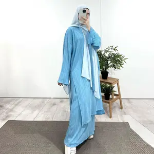 Enyami Minimalist Plus Size Leisure Muslim Arab Malaysia Co Ord Suit Plus Size O Neck Top Skirt 2pc Women Sets without Hijab