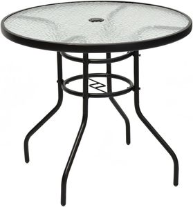 Mesa de comedor exterior, mesa de centro de cristal, mesa de acero metálico, muebles de exterior para granja, villa, gimnasio, entrada - Product Image 1