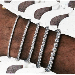 Pulseras de Cadena de Tenis de Plata de Ley 925 con Moissanita VVS1 de 2-5mm, Estilo Hip Hop, Certificadas para Mujer, de Galaxy Jewelry Fashion - Product Image 3