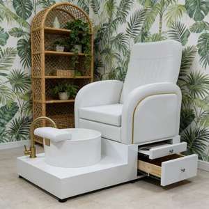 Factory New Style Custom Salon Shop Luxury White pink <b>Gold</b> Led Electrical Massage Foot Spa Bath Beauty Pedicure Chairs - Product Image 4