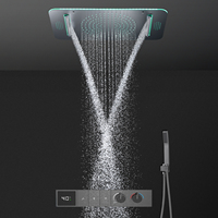Nouveau design 2026 Ensemble de douche Bluetooth musical pour salle de bain 600*320 MM avec pommeau de douche LED encastré plafond effet pluie et cascade et système de robinetterie numérique