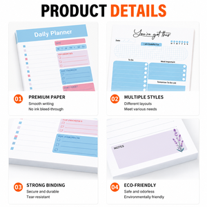 Tear Off Daily Planner Notepad To Do List <b>Memo</b> <b>Pad</b> Sticky Notes Schedule Custom Stationery for Office Student Home Task Planner - Product Image 2