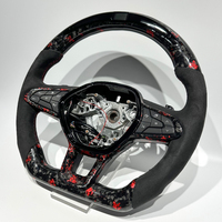 Volant en fibre de carbone forgée rouge pour Renault Clio 5, DIY avec accessoires en daim pour Clio 5, Clio 4, Megane, neuf