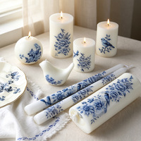 Bougie artisanale en cire de soja de style porcelaine bleue et blanche, forme irrégulière, pour la décoration de la maison, accessoires photo et cadeaux