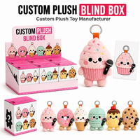 Porte-clés en peluche personnalisé en boîte mystère, 6 peluches dessert avec micro, ensemble de jouets porte-clés en peluche Kawaii à collectionner, logo personnalisé OEM, usine