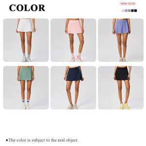 Moda Casual Yoga 2 en 1 Anti Peeping cintura alta tenis Golf falda atlética con bolsillos interiores Fitness Falda corta para mujer - Product Image 3