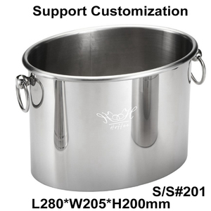 Tùy Chỉnh 9L Kim Loại Đồ Uống Rượu Sâm Banh Rượu Bia Mát Bồn Tắm Chủ Sở Hữu Băng <span class=keywords><strong>Bin</strong></span> Cho Đám Cưới Ktv Đảng Thép Không Gỉ Lớn Xô Đá - Product Image 4