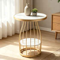 Table d'appoint ronde minimaliste nordique avec plateau en marbre et structure en fer robuste, multifonctionnelle pour salon, canapé, chambre, balcon