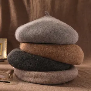 可定制江苏羊毛个性化设计自有品牌羊毛混纺老派迷彩蘑菇贝雷帽帽
