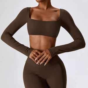 Conjunto de Yoga de 2 Piezas para Entrenamiento Ropa Deportiva para Mujer de Manga Corta y <span class=keywords><strong>Leggings</strong></span> para Fitness y Gimnasio Transpirable de Alta Elasticidad - Product Image 4