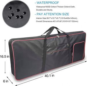 Estuche Acolchado de Nailon Resistente al Agua para Guitarra/Bajo, Teclado de 61 Teclas, Portátil, 40x16x6, Muestra Gratuita - Product Image 6