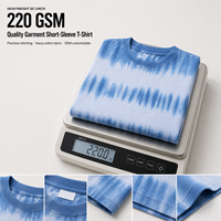 T-shirt HuaYi GOTS&OEKO personnalisé à rayures et teinture par immersion, T-shirts artisanaux en denim bleu délavé, Vêtements de ville quotidiens pour hommes OEM ODM