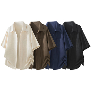 Camicia Casual Estiva da <span class=keywords><strong>Uomo</strong></span> <span class=keywords><strong>in</strong></span> Misto <span class=keywords><strong>Lino</strong></span> con Logo Personalizzato, Manica Corta, Traspirante, Asciugatura Rapida, Vestibilità Comoda, Bottoni - Product Image 2