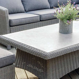 أثاث فناء من الخيزران الهندي أريكة فناء خلفي مع أريكة جلوس خارجية على شكل حرف L أريكة زاوية للحديقة مع مسند للقدم - Product Image 2