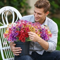 Fleurs artificielles modernes résistantes aux UV pour la Saint-Valentin, fausses plantes en soie, arbustes vertes pour jardinières, jardins, porches, patios et maisons