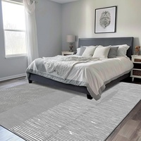 Modern Abstract Trendy Printing Polyester Faux Cashmere Braided Tufted Low Pile Rug Machine Washable Anti-Skid TPR Backing