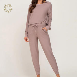 Pyjama de maternité à manches longues ensemble de vêtements pour femmes enceintes en coton biologique ensemble de salon de maternité en bambou ensemble de <span class=keywords><strong>2</strong></span> pièces pour femmes enceintes en gros - Product Image 3