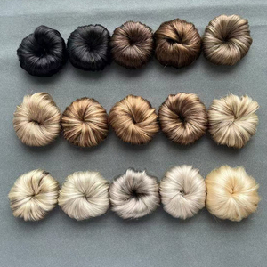 Chouchous bouclés pour femmes et filles <span class=keywords><strong>Chignon</strong></span> avec élastiques Anneau de cheveux humains enroulé sur des queues de cheval en désordre - Product Image 2