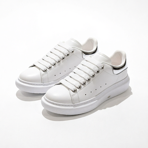 Zapatillas de Plataforma Blancas de Diseño Retro, de Cuero Genuino, con Cordones, Punta Cerrada, de Alta Calidad, con Amortiguación y Antiolor, para Primavera/Verano - Product Image 1