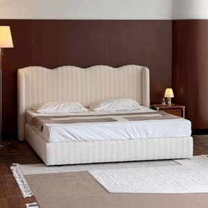 <span class=keywords><strong>Letto</strong></span> Moderno di Lusso Imbottito in Tessuto con Testiera Ondulata a Strisce Verticali, Misura Queen per <span class=keywords><strong>Camera</strong></span> <span class=keywords><strong>da</strong></span> <span class=keywords><strong>Letto</strong></span> - Product Image 4