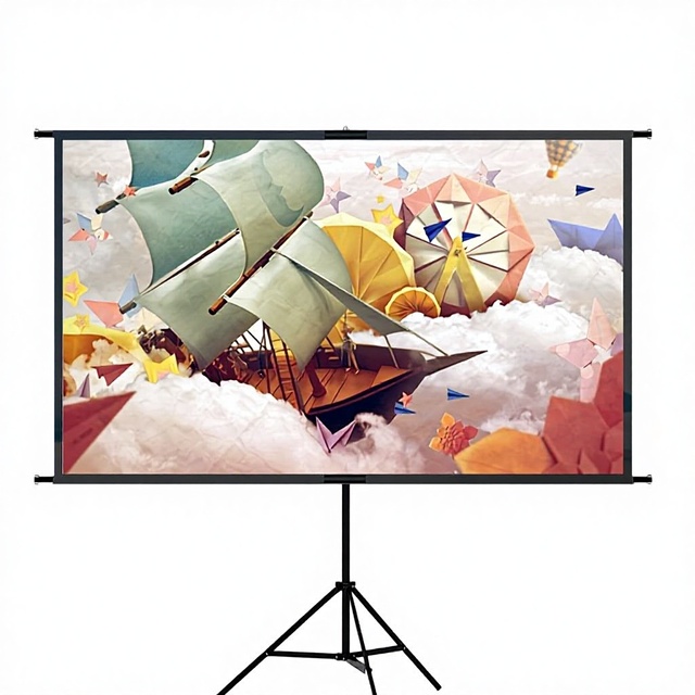 Best 100/120/150" 16:9 HD Foldable Portable Projection Screen with Floor Stand Tripod for Outdoor Use