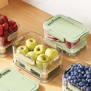 Portable Food Storage Container Rectangle Clip On Lid For Camping Picnic Fruit Storage With Ventilated Tray - Product Image 1