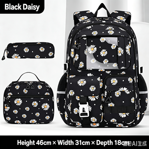 ashion Printed 3-in-1 <b>Backpack</b> Set for Girls, Waterproof <b>Large</b> Capacity Student <b>School</b> Bag for <b>School</b> & Travel - Product Image 2