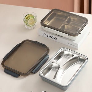 304 acier inoxydable isotherme boîte à lunch adultes enfants boîte à bento récipient de nourriture chaude plaque divisée - Product Image 3