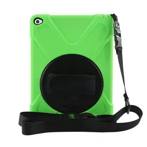 Armor Design Shockproof And Heavy Duty Case For IPad Air 2 With Rotate Kickstand And Shoulder Strap