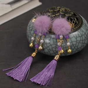 Lindas pinzas para el cabello con borlas de visón para accesorios de tocados infantiles Hanfu, estilo Han, estilo retro chino - Product Image 4